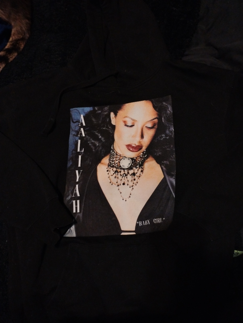 Aaliyah Black Graphic Pullover Hoodie - Aaliyah Tribute